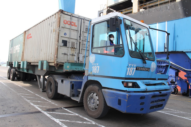 Mwanamkuu Abdi, a Terminal Truck Driver at work at Berth 21, Terminal 2, Mombasa Port on July 3, 2020