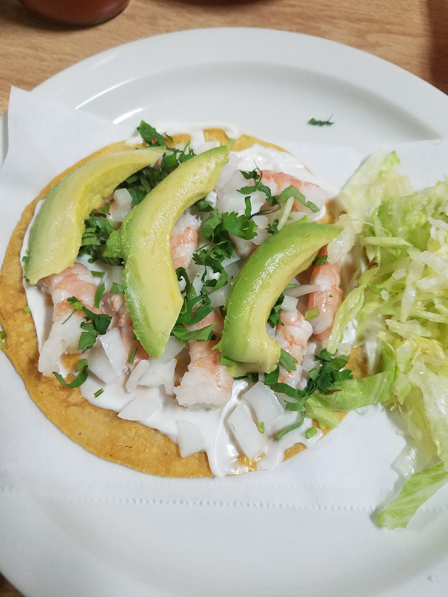 Shrimp tostada. It's not on the menu but they said they could make it and it was good!