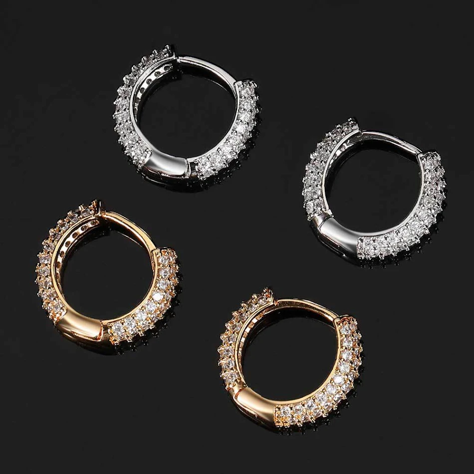 Boucles d'oreilles rondes à bulles en zircon pour hip hop. Accessoires d'oreille tendance et stylés, parfait pour un look audacieux. Sublimez votre style!