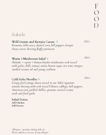 Yakii menu 