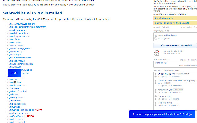 Reddit remove no-participation chrome extension