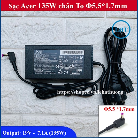 [Sạc Zin] Sạc Laptop Acer 19V - 7.1A - 135W Chân Tím