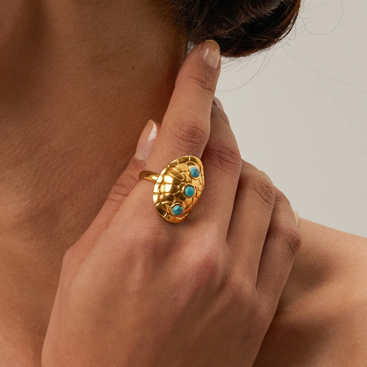 Title 5, Bague Ouvrante en Acier Inoxydable avec Incrust...