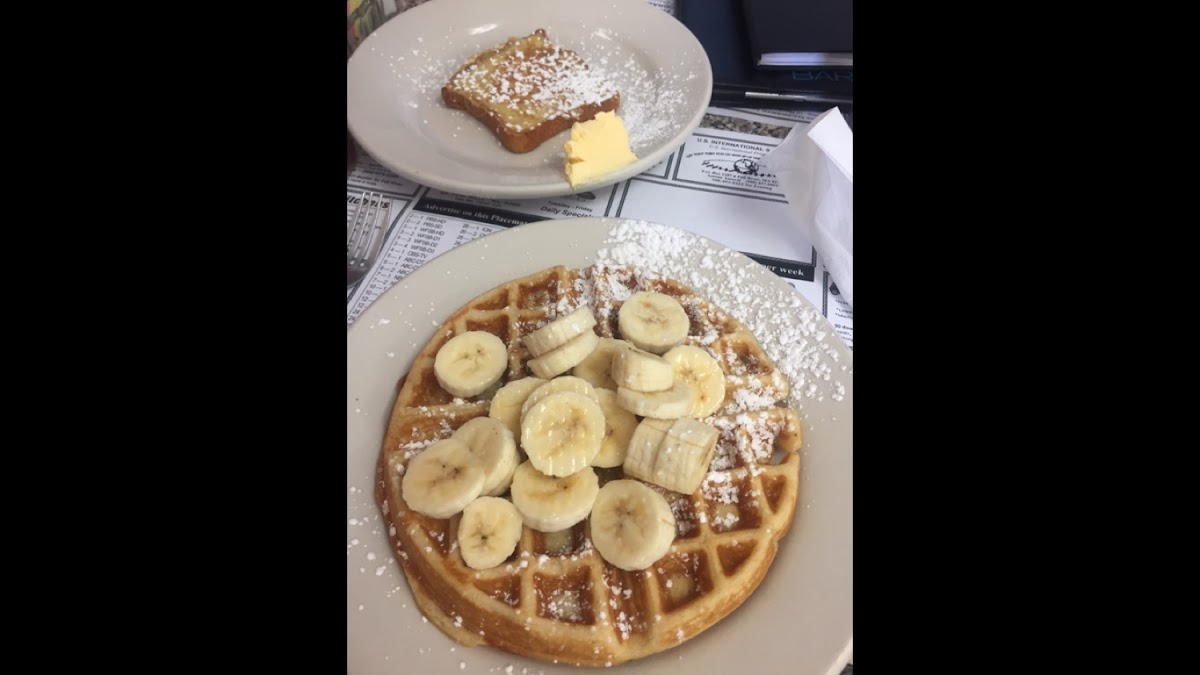 AHHMAZING!!! A real Belgian Waffle and French Toast at a Diner without worrying about getting sick!!!  So good!  Thanks Alice!!!