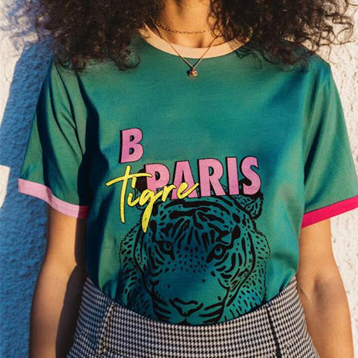 Title 10, Versatile Tiger Print Letter Crew Neck Top
