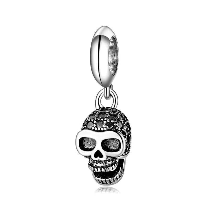 S925 Argent Sterling Perles Pendentif Crâne Clown Halloween Bracelet DIY Accessoires Perles Créez votre bracelet d'Halloween effrayant.