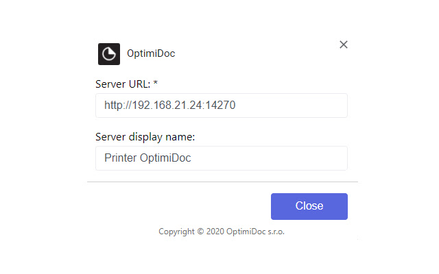 OptimiDoc Server chrome extension