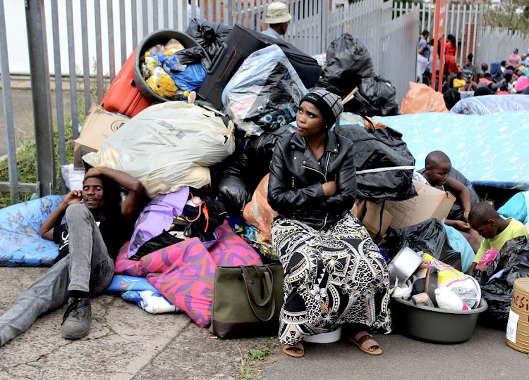 KwaZulu-Natal flood victims who had been occupying a building owned by Transnet in Durban after they were evicted on Monday morning.