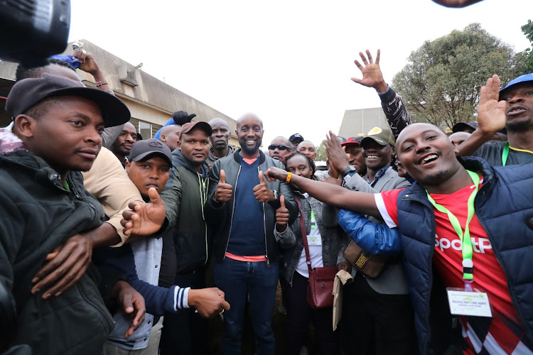 Celebrations as independent Candidate Ronald Karauri wins Kasarani MP seat.