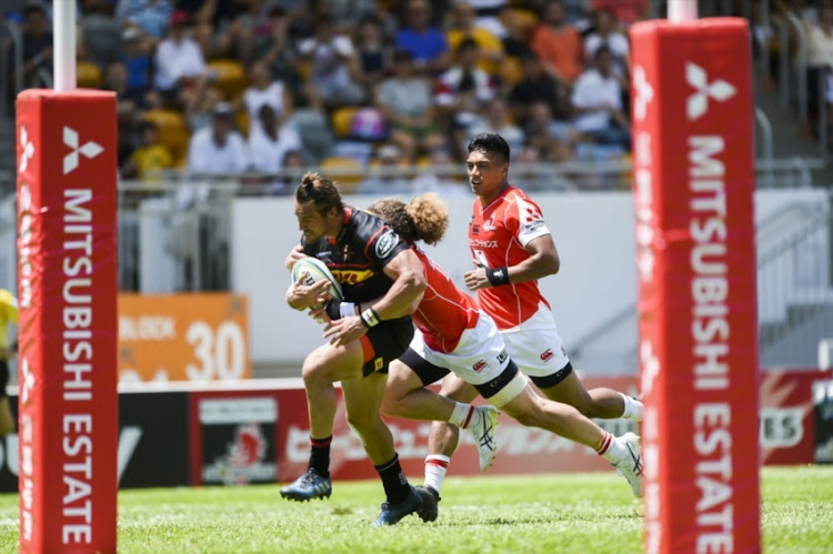 JJ Engelbrecht of Stormers moves the ball up during the Super Rugby match between Sunwolves and Stormers at Mong Kok Stadium on May 19, 2018 in Hong Kong.