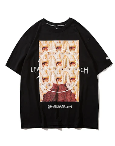 Cartoon Print Hip Hop Loose Couple - 1