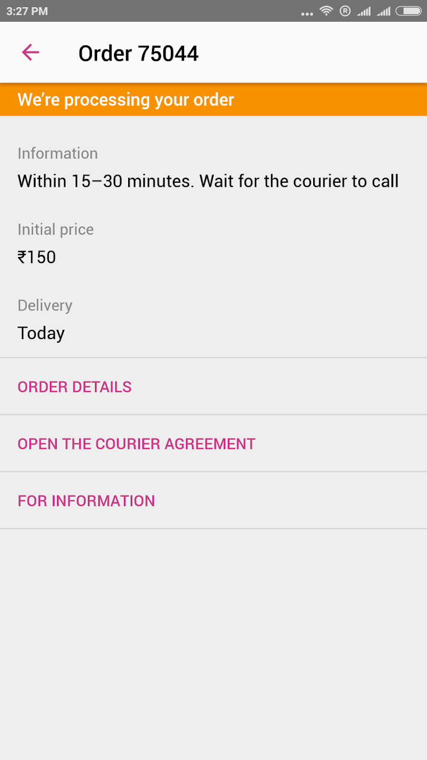 Same day delivery service Screen 3
