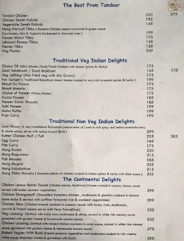The Village Cafe & Restaurant menu 