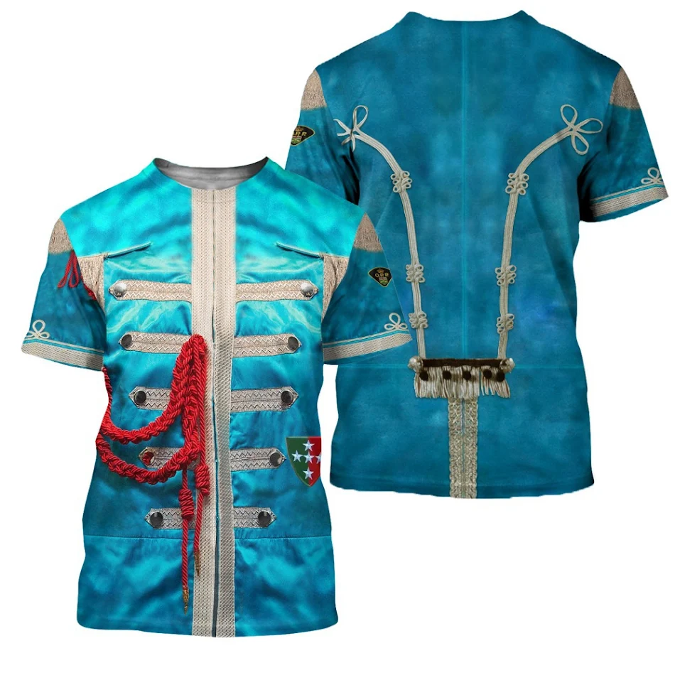 Camiseta masculina de manga curta com estampa digital 3D de Halloween e tatuagem, perfeita para role play. Leve a diversão a sério!