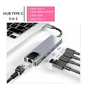 Hub Usb Type C 5 In 1 To Hdmi, Rj45, 2 X Usb 3.0, Usb Type C - Bảo Hành 1 Đổi 1