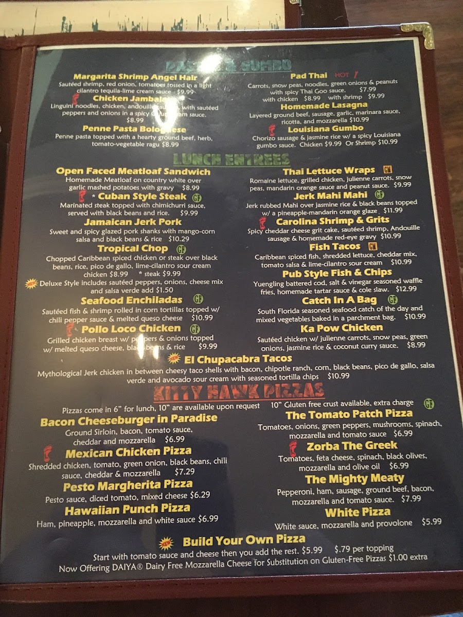 Barefoot Bernie's Tropical Grill & Bar gluten-free menu