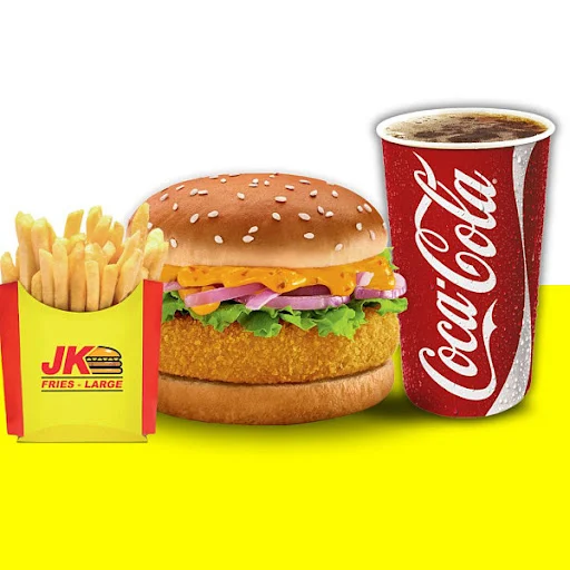 Classic Cheese Burst Burger + Fries + Coke (300 Ml)