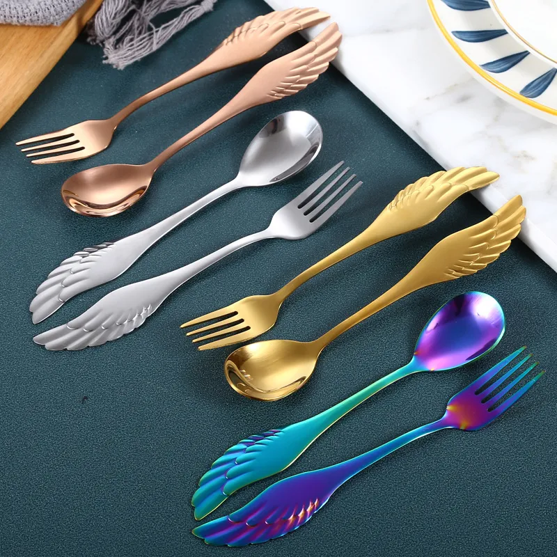 Cuchara Ala Creativa Acero Inoxidable Utensilios de Mesa Elegante Perfecta para Cafés, Postres y Más Diseño Moderno y Duradero Ideal para Regalo