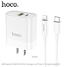 Bộ Sạc Nhanh Dành Cho Hoco. C80 Pd20W Qc3.0 2 Cổng Type - C + Usb - A Kèm Cáp Type - C To Ip Dây Dài 1M Hàng Chính Hãng