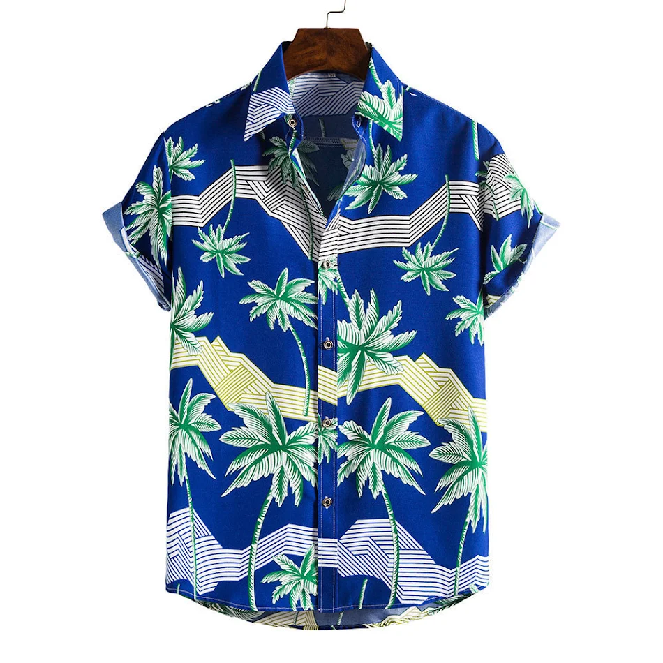 Camisa de playa para hombre con mangas cortas estilo hawaiano, ideal para vacaciones y verano. Disfruta del sol con comodidad y estilo.