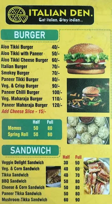 Italian Den menu 