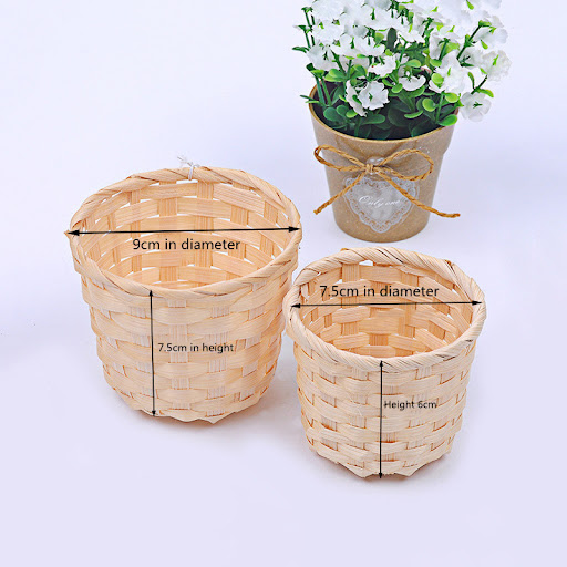 Title 1, Handmade Bamboo Storage Baskets Straw Patchwork...