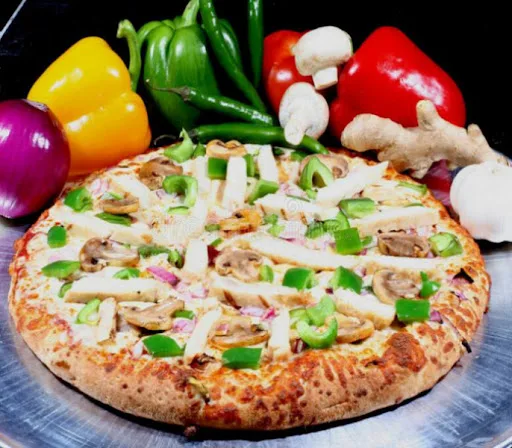 Desi Paneer Mushroom Olive Pizza