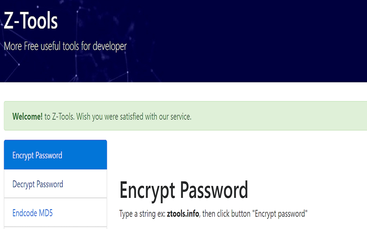 ztools - Encrypt password online Preview image 0