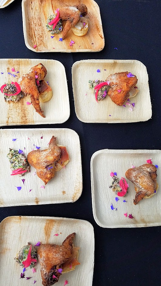 Maya Lovelace of pop-up Mae PDX brought a perfect piece of the chicken via Lard fried chicken wing accompanied by a sorghum butter and country ham biscuit and after-church broccoli salad to Feast PDX Go Get You Some Picnic