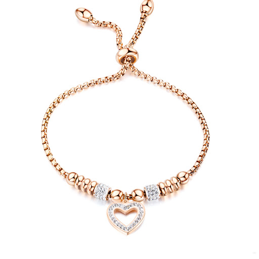 Title 6, Rose Gold Plated Titanium Steel Love Zircon Bra...