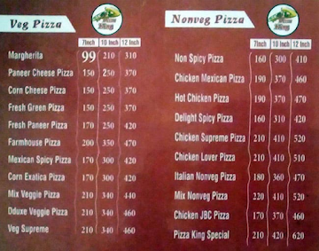 Pizza King menu 