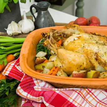 Roast Clay-Pot Lemon Chicken with Garlic and Chilli - Love the Kitchen