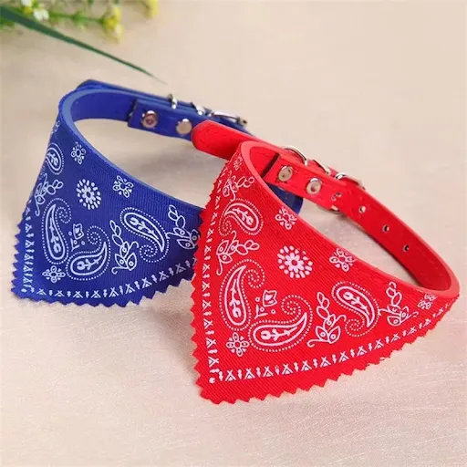 Adjustable Pet Puppy Cat Scarf Bandana Collar Neck Scarf For Small Dogs Kitten Saliva Towel PU Collar with Triangular Ba