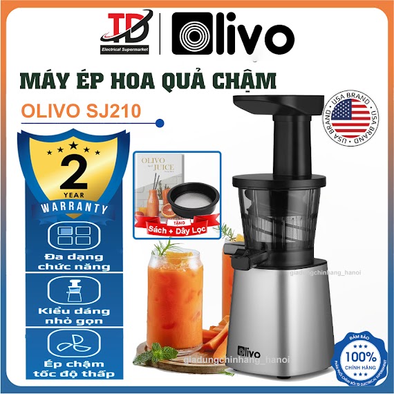 Máy Ép Chậm Olivo Sj210 - Ép Kiệt Bã 97% - Ép Trái Cây Hoa Quả Rau Củ Đa Năng, Hàng Chính Hãng