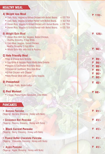 Healthy Me menu 