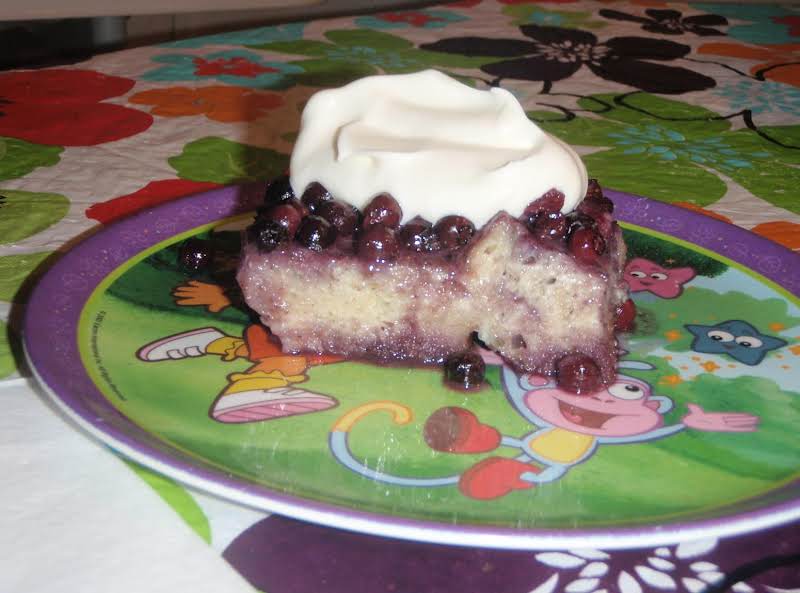 The Finished Product, Blueberry Style! Love That Cream Topping!  And For The Record, Our House Liked The Original Apple Version Best. :)