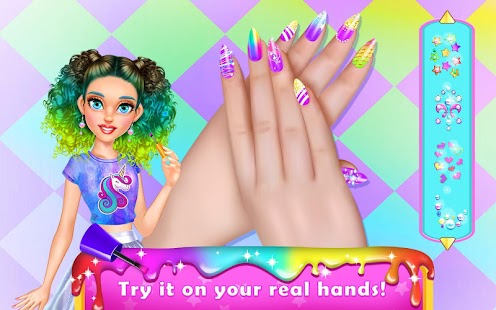 Rainbow Unicorn Nail Beauty Artist Salon