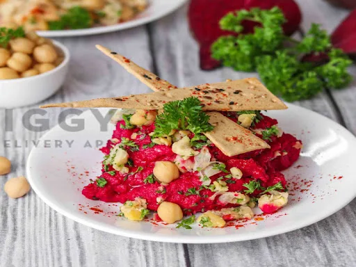 Cheakpeas Beetroot Hummus With Lavash