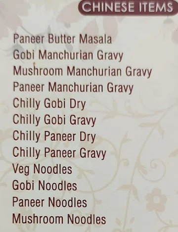Parvathi Lunch Home Restaurant menu 