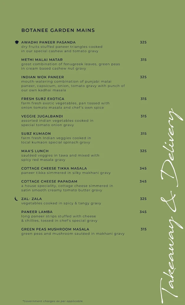 Botanee menu 