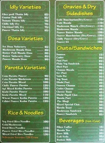 Sri Raghavendra Mess menu 
