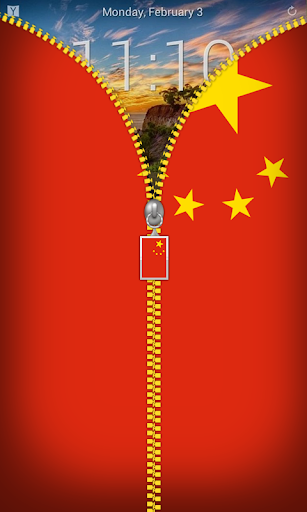 China Flag Zipper Lockscreen