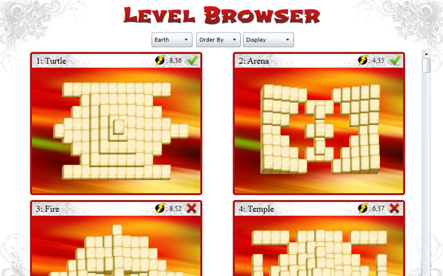 Mahjongg Solitaire Game with 8 different tilesets