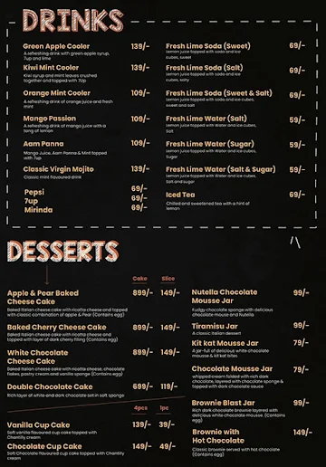 Onesta menu 