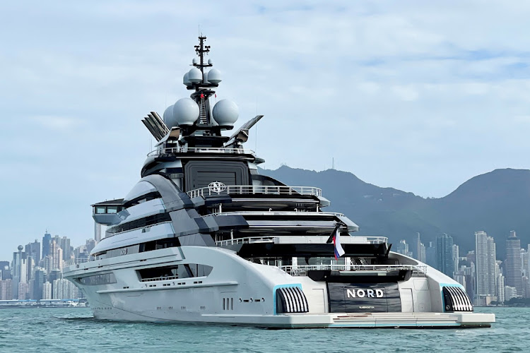 The 141-metre superyacht Nord, reportedly owned by sanctioned Russian oligarch Alexey Mordashov, in Hong Kong, China, on October 20 2022.