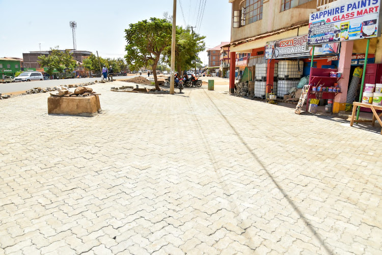 A section of Mwea town that has undergone a face lift through the cabro installation project.