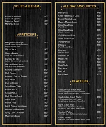 Dasa Prakash menu 