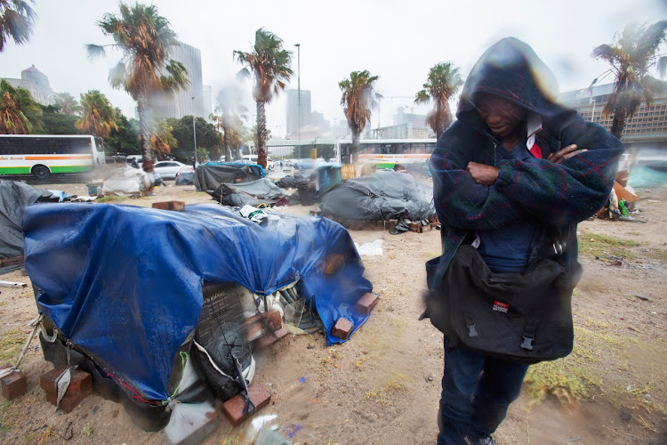 A homeless settlement in the CBD during heavy rains in Cape Town. File picture: MICHAEL WALKER.