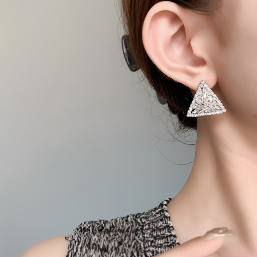 Title 2, Womens Simple Rhinestone Triangle Stud Earring...