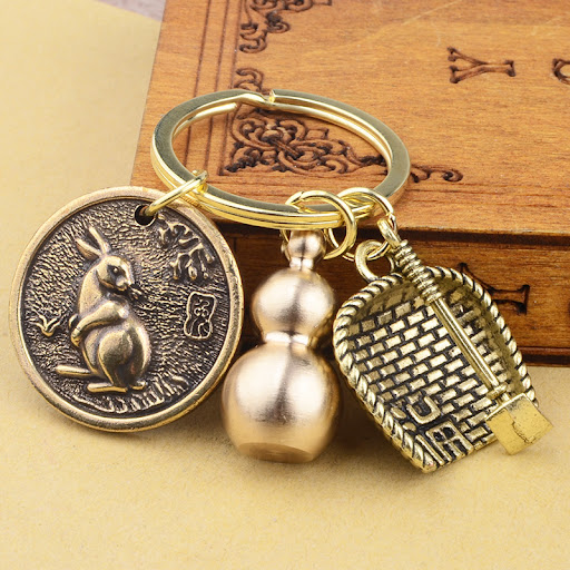 Title 30, Pure Brass Small Gourd Key Pendant for Men, Luc...